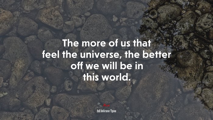 The more of us that feel the universe, the better off we will be in this world. | Neil deGrasse Tyson quote