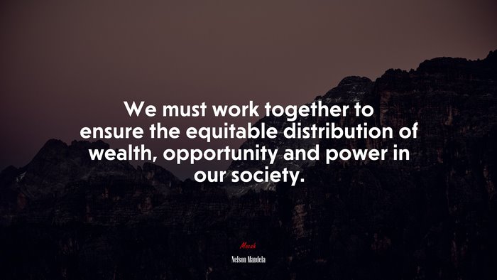 We must work together to ensure the equitable distribution of wealth, opportunity and power in our society. | Nelson Mandela quote