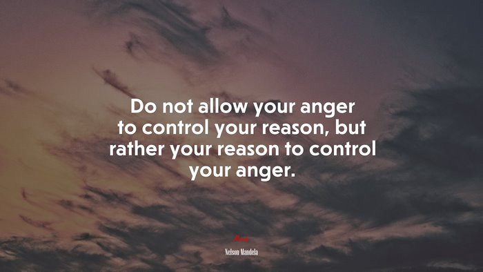 Do not allow your anger to control your reason, but rather your reason to control your anger. | Nelson Mandela quote