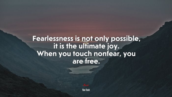 Fearlessness is not only possible, it is the ultimate joy. When you touch nonfear, you are free. | Nhat Hanh quote