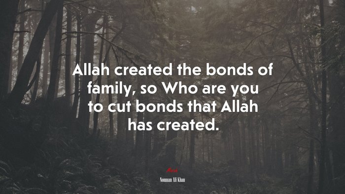 Allah created the bonds of family, so Who are you to cut bonds that Allah has created. | Nouman Ali Khan quote