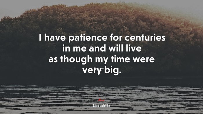 I have patience for centuries in me and will live as though my time were very big. | Rainer Maria Rilke quote