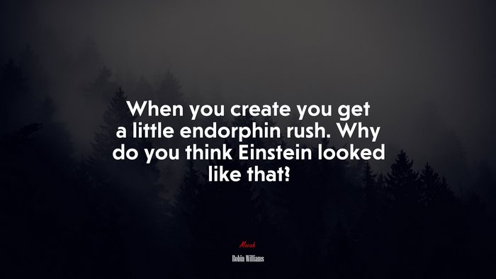 When you create you get a little endorphin rush. Why do you think Einstein looked like that? | Robin Williams quote