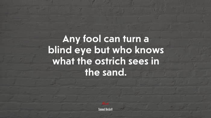 Any fool can turn a blind eye but who knows what the ostrich sees in the sand. | Samuel Beckett quote