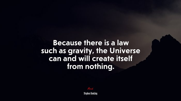 Because there is a law such as gravity, the Universe can and will create itself from nothing. | Stephen Hawking quote