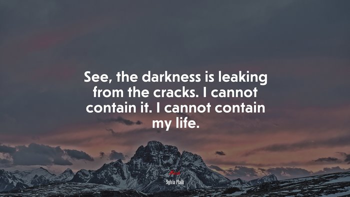 See, the darkness is leaking from the cracks. I cannot contain it. I cannot contain my life. | Sylvia Plath quote
