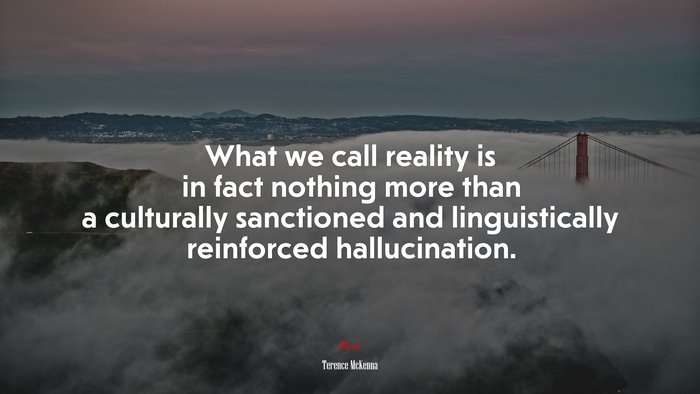 What we call reality is in fact nothing more than a culturally sanctioned and linguistically reinforced hallucination. | Terence McKenna quote