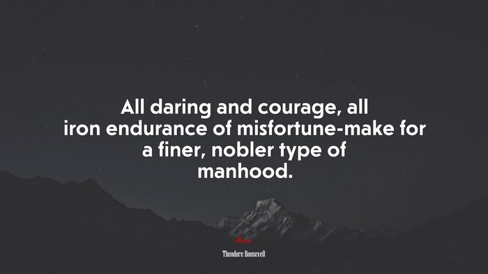 All daring and courage, all iron endurance of misfortune-make for a finer, nobler type of manhood. | Theodore Roosevelt quote