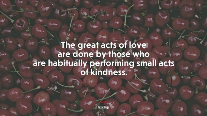 The great acts of love are done by those who are habitually performing small acts of kindness. | Victor Hugo quote