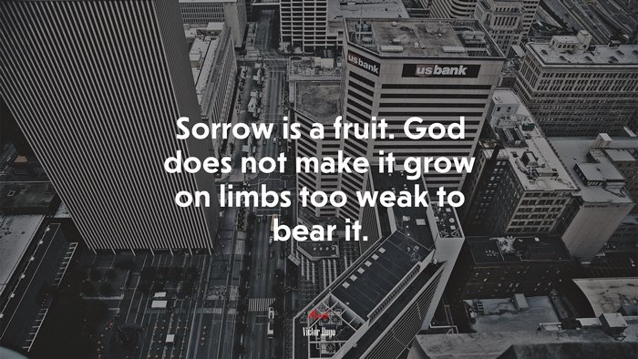 Sorrow is a fruit. God does not make it grow on limbs too weak to bear it. | Victor Hugo quote