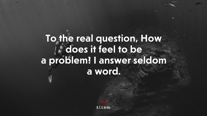 To the real question, How does it feel to be a problem? I answer seldom a word. | W. E. B. Du Bois quote