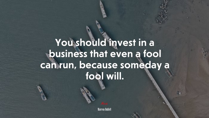 You should invest in a business that even a fool can run, because someday a fool will. | Warren Buffett quote
