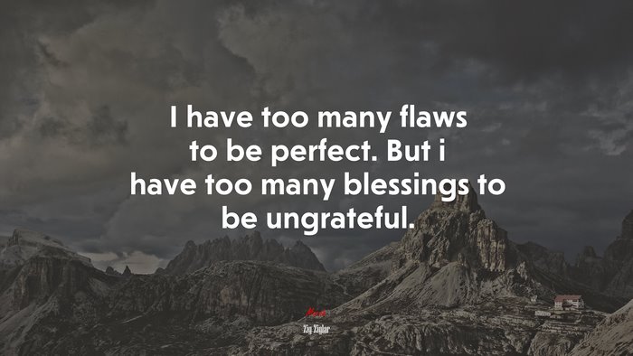 I have too many flaws to be perfect. But i have too many blessings to be ungrateful. | Zig Ziglar quote