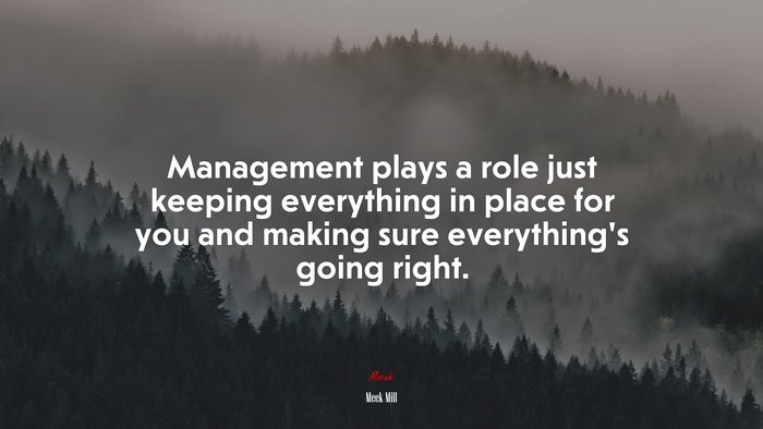 Management plays a role just keeping everything in place for you and making sure everything’s going right. | Meek Mill quote