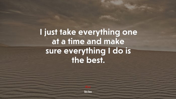 I just take everything one at a time and make sure everything I do is the best. | Rick Ross quote