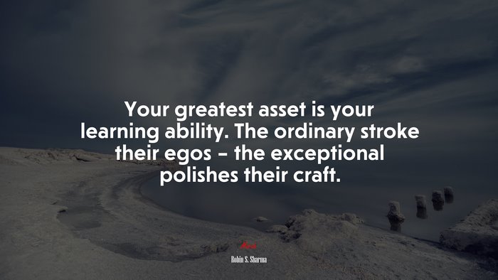 Your greatest asset is your learning ability. The ordinary stroke their egos – the exceptional polishes their craft. | Robin S. Sharma quote