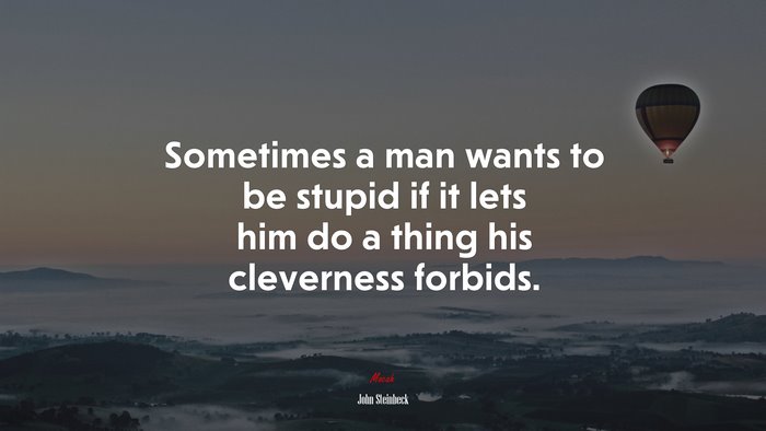 Sometimes a man wants to be stupid if it lets him do a thing his cleverness forbids. | John Steinbeck quote