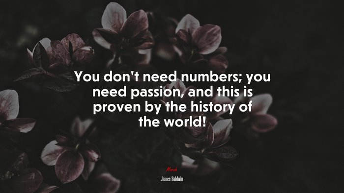 You don’t need numbers; you need passion, and this is proven by the history of the world! | James Baldwin quote