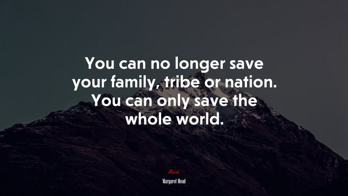 You can no longer save your family, tribe or nation. You can only save the whole world. | Margaret Mead quote