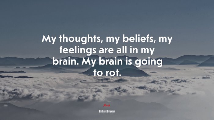 My thoughts, my beliefs, my feelings are all in my brain. My brain is going to rot. | Richard Dawkins quote