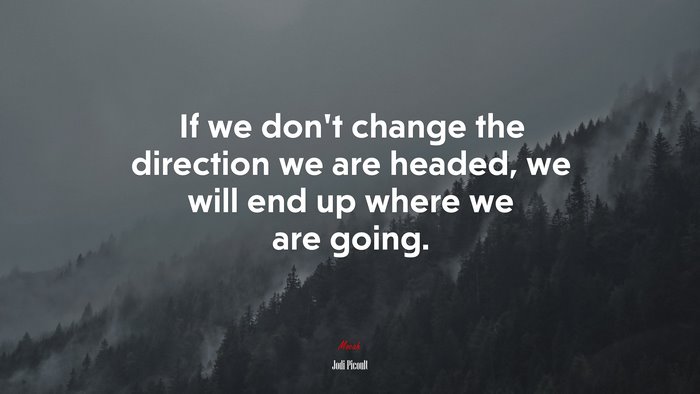 If we don’t change the direction we are headed, we will end up where we are going. | Jodi Picoult quote