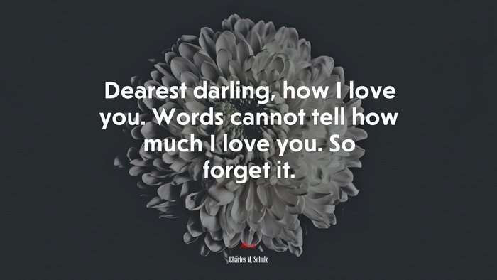 Dearest darling, how I love you. Words cannot tell how much I love you. So forget it. | Charles M. Schulz quote