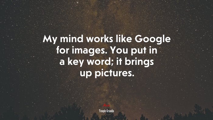 My mind works like Google for images. You put in a key word; it brings up pictures. | Temple Grandin quote