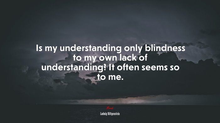 Is my understanding only blindness to my own lack of understanding? It often seems so to me. | Ludwig Wittgenstein quote