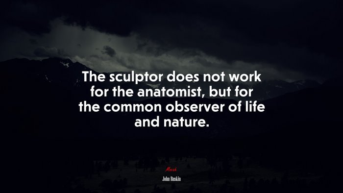 The sculptor does not work for the anatomist, but for the common observer of life and nature. | John Ruskin quote