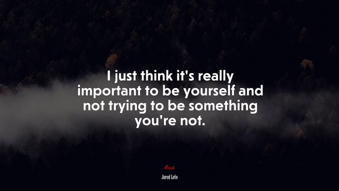 I just think it’s really important to be yourself and not trying to be something you’re not. | Jared Leto quote
