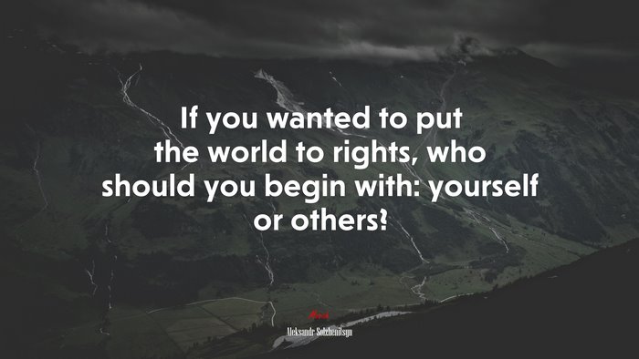 If you wanted to put the world to rights, who should you begin with: yourself or others? | Aleksandr Solzhenitsyn quote