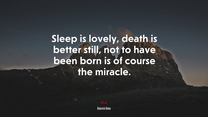 Sleep is lovely, death is better still, not to have been born is of course the miracle. | Heinrich Heine quote