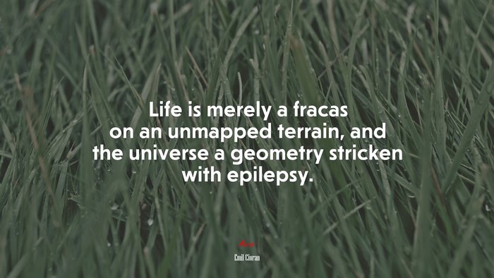 Life is merely a fracas on an unmapped terrain, and the universe a geometry stricken with epilepsy. | Emil Cioran quote