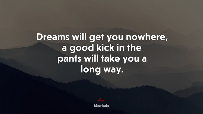 Dreams will get you nowhere, a good kick in the pants will take you a long way. | Baltasar Gracián quote