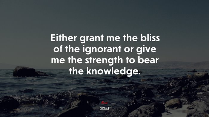 Either grant me the bliss of the ignorant or give me the strength to bear the knowledge. | Elif Shafak quote