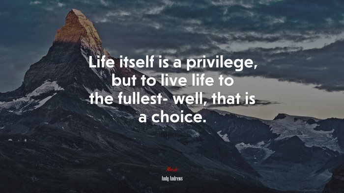 Life itself is a privilege, but to live life to the fullest- well, that is a choice. | Andy Andrews quote