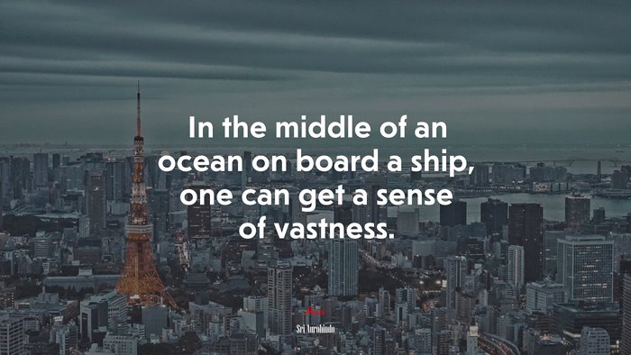 In the middle of an ocean on board a ship, one can get a sense of vastness. | Sri Aurobindo quote