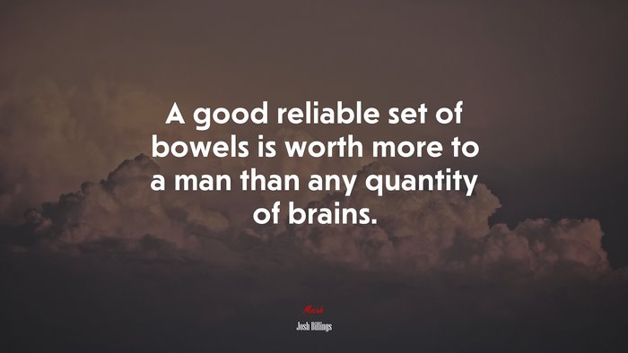 A good reliable set of bowels is worth more to a man than any quantity of brains. | Josh Billings quote