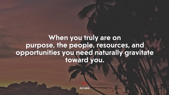 When you truly are on purpose, the people, resources, and opportunities you need naturally gravitate toward you. | Jack Canfield quote