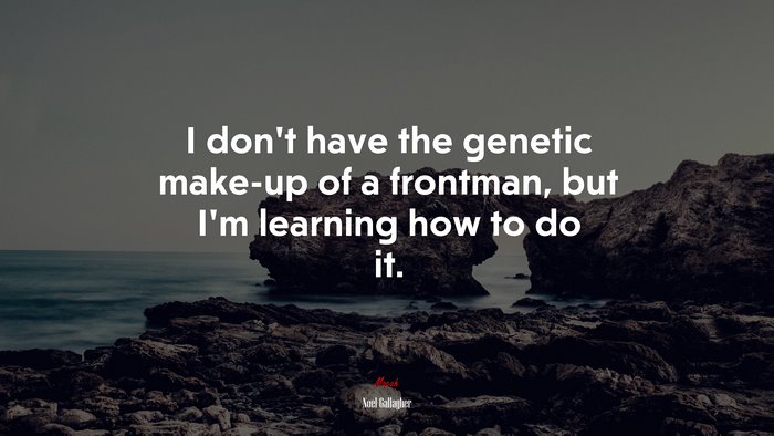 I don’t have the genetic make-up of a frontman, but I’m learning how to do it. | Noel Gallagher quote