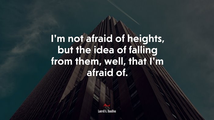 I’m not afraid of heights, but the idea of falling from them, well, that I’m afraid of. | Laurell K. Hamilton quote