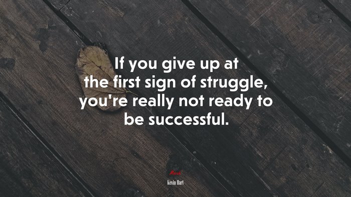 If you give up at the first sign of struggle, you’re really not ready to be successful. | Kevin Hart quote