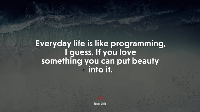 Everyday life is like programming, I guess. If you love something you can put beauty into it. | Donald Knuth quote