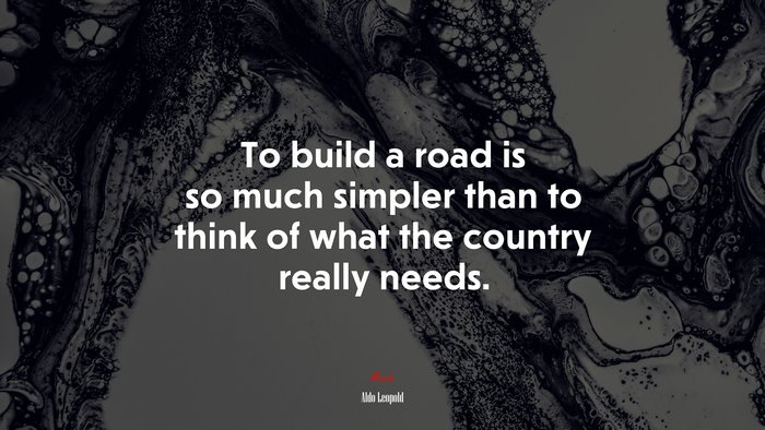 To build a road is so much simpler than to think of what the country really needs. | Aldo Leopold quote
