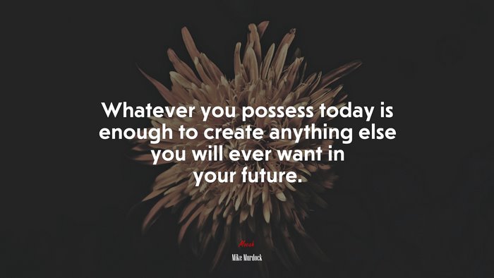 Whatever you possess today is enough to create anything else you will ever want in your future. | Mike Murdock quote