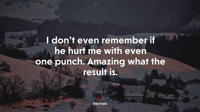 I don’t even remember if he hurt me with even one punch. Amazing what the result is. | Manny Pacquiao quote