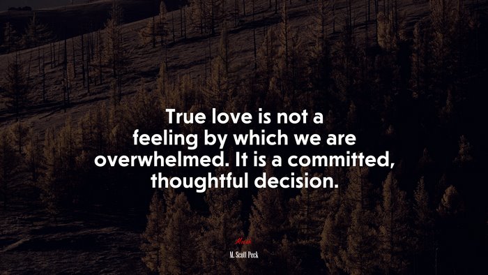 True love is not a feeling by which we are overwhelmed. It is a committed, thoughtful decision. | M. Scott Peck quote