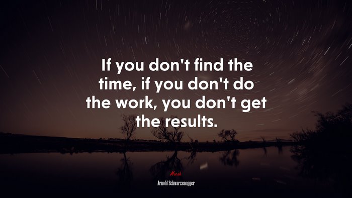 If you don’t find the time, if you don’t do the work, you don’t get the results. | Arnold Schwarzenegger quote