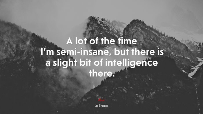 A lot of the time I’m semi-insane, but there is a slight bit of intelligence there. | Joe Strummer quote