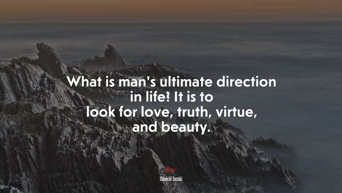 What is man’s ultimate direction in life? It is to look for love, truth, virtue, and beauty. | Shinichi Suzuki quote